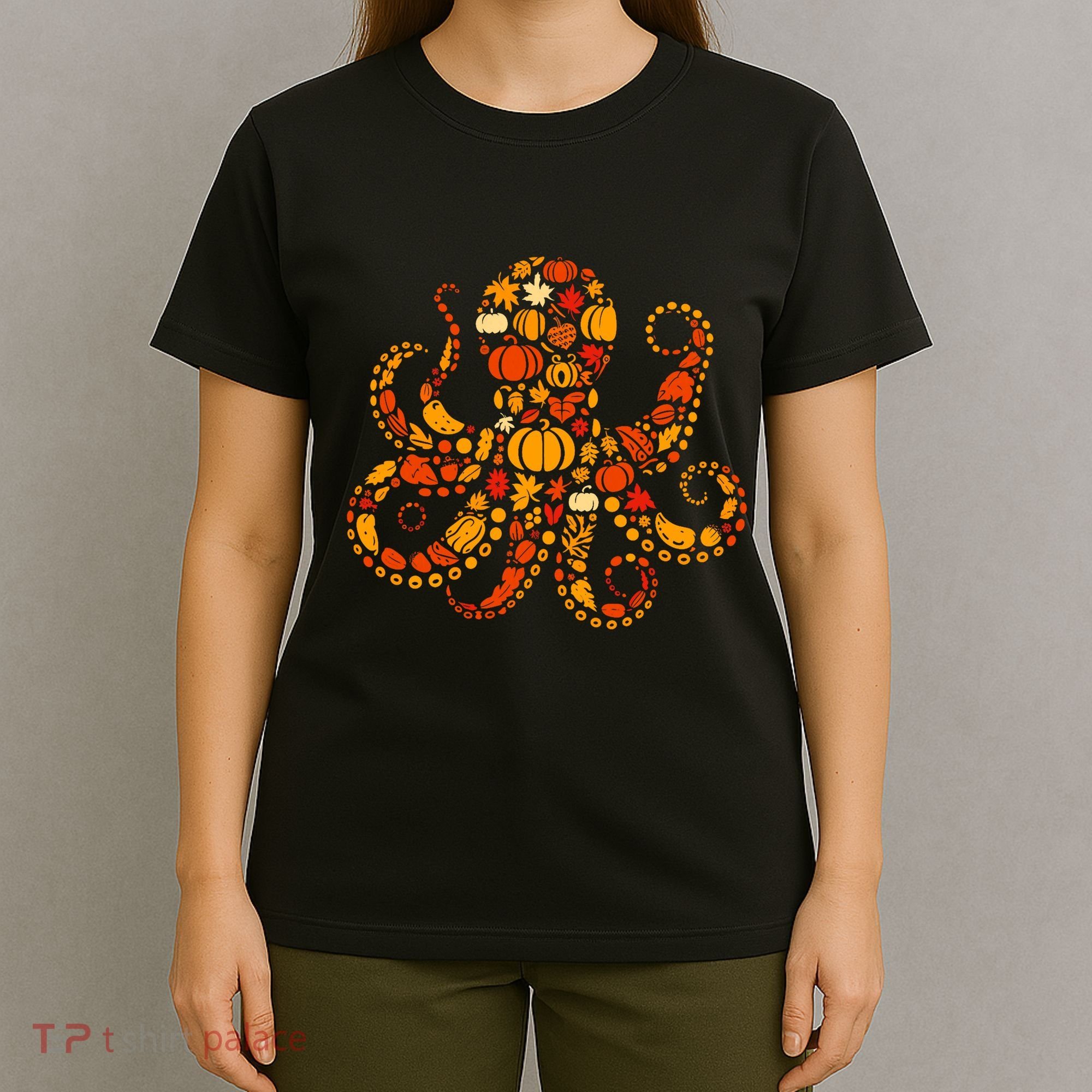 Autumn Pumpkin Fall Octopus Thanksgiving T-Shirt
