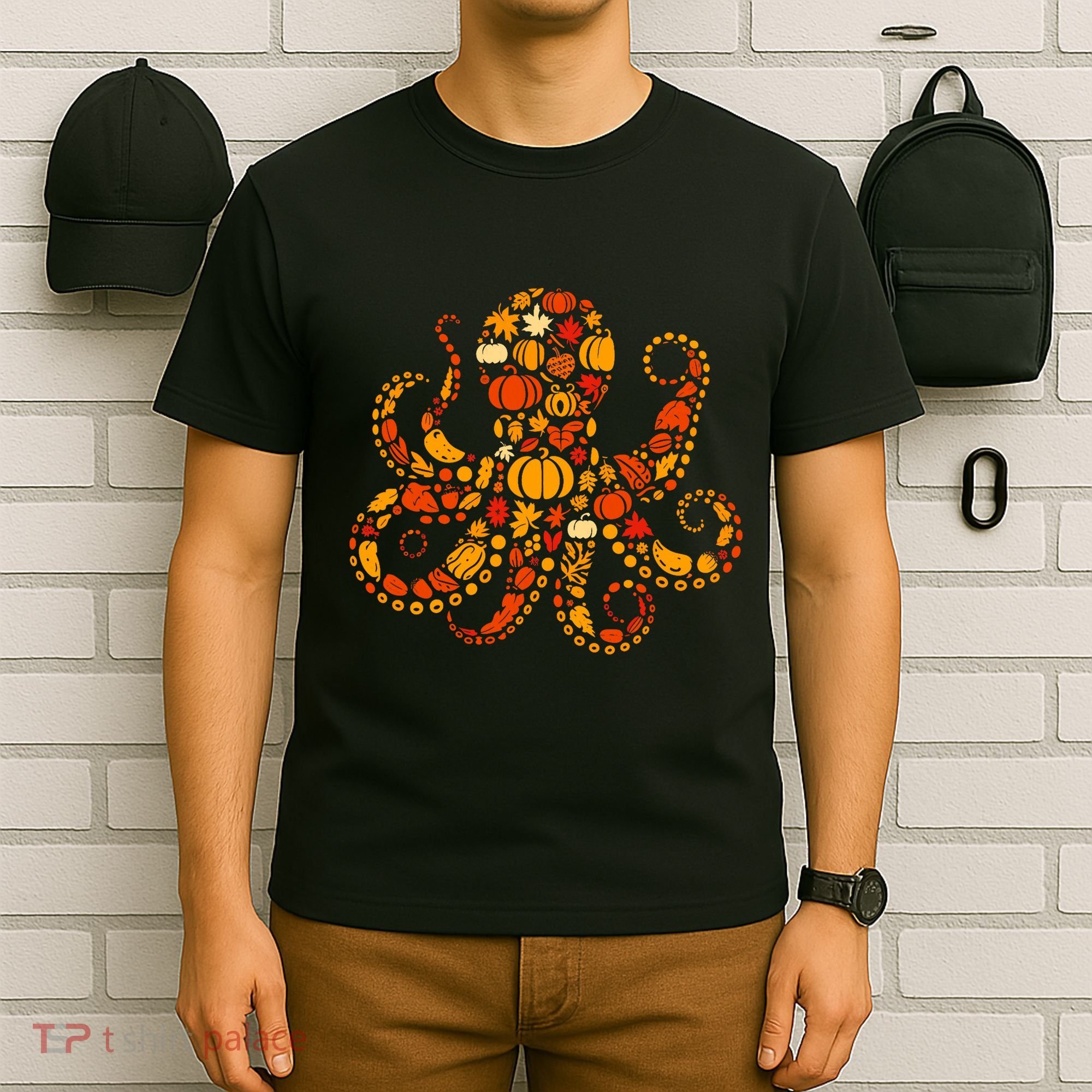 Autumn Pumpkin Fall Octopus Thanksgiving T-Shirt
