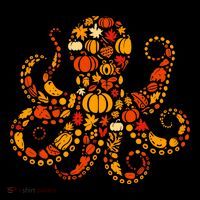 Autumn Pumpkin Fall Octopus Thanksgiving Button thumb 1