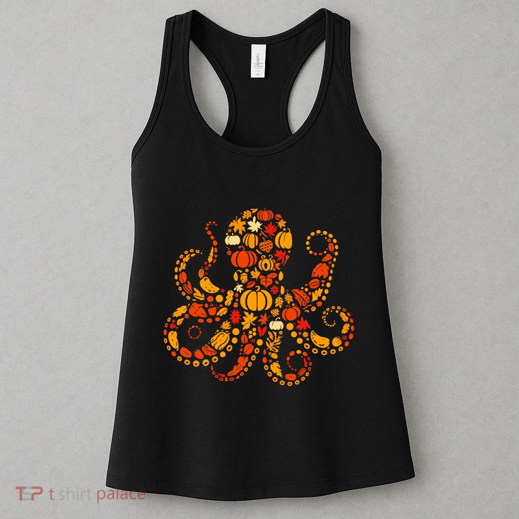 Autumn Pumpkin Fall Octopus Thanksgiving Women's Tank Top