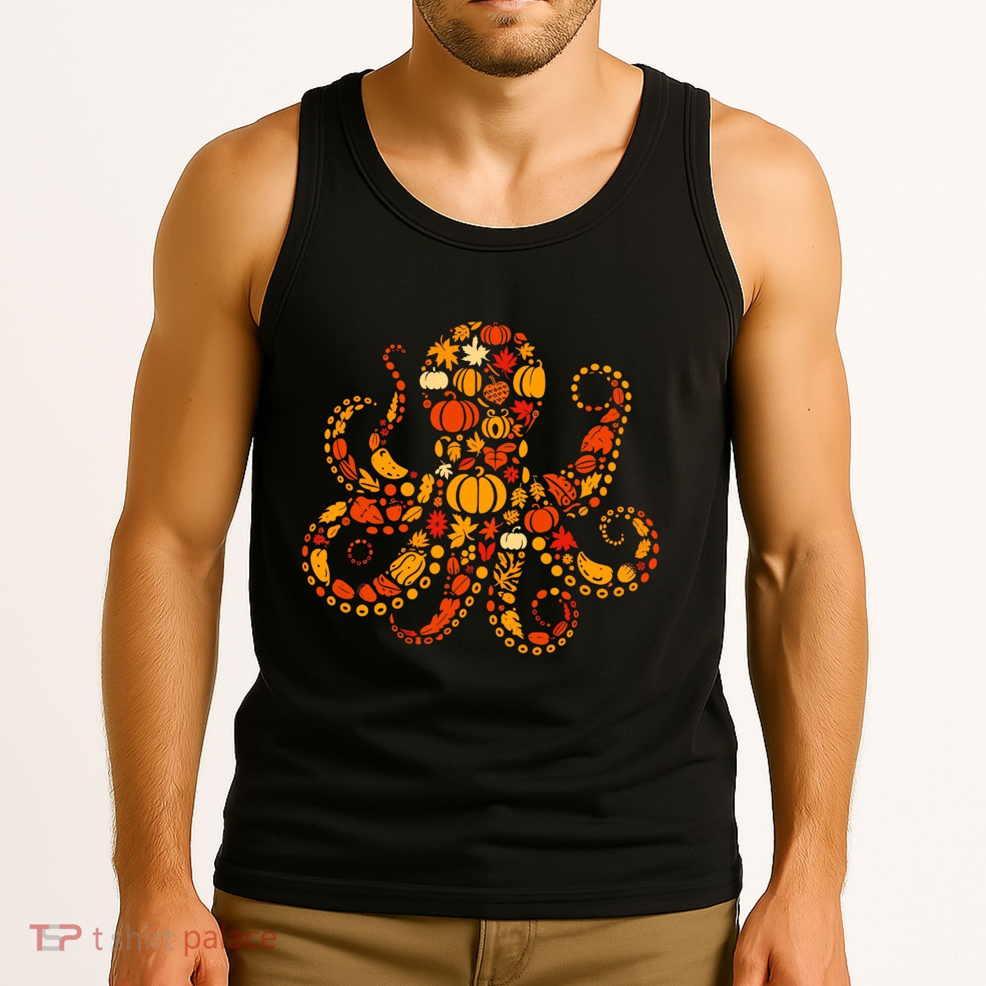 Autumn Pumpkin Fall Octopus Thanksgiving Tank Top