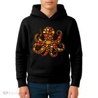 Autumn Pumpkin Fall Octopus Thanksgiving Kids Hoodie thumb 4