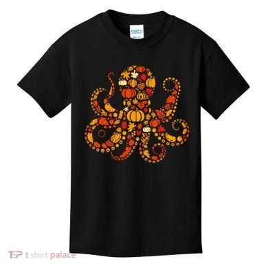 Autumn Pumpkin Fall Octopus Thanksgiving Kids T-Shirt