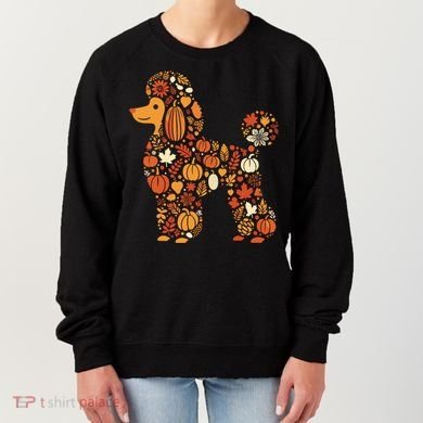 Autumn Pumpkin Fall Poodle Thanksgiving Dog Women's Sweatshirt