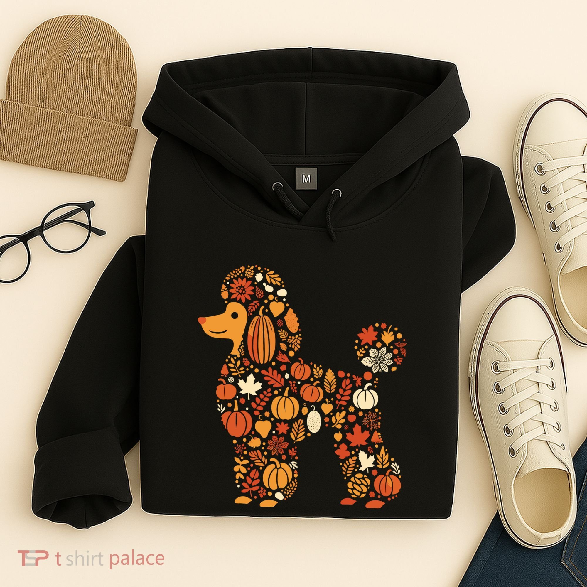 Autumn Pumpkin Fall Poodle Thanksgiving Dog Hoodie
