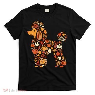 Autumn Pumpkin Fall Poodle Thanksgiving Dog T-Shirt