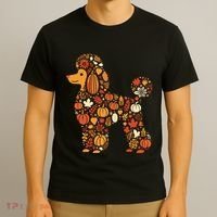 Autumn Pumpkin Fall Poodle Thanksgiving Dog T-Shirt thumb 3