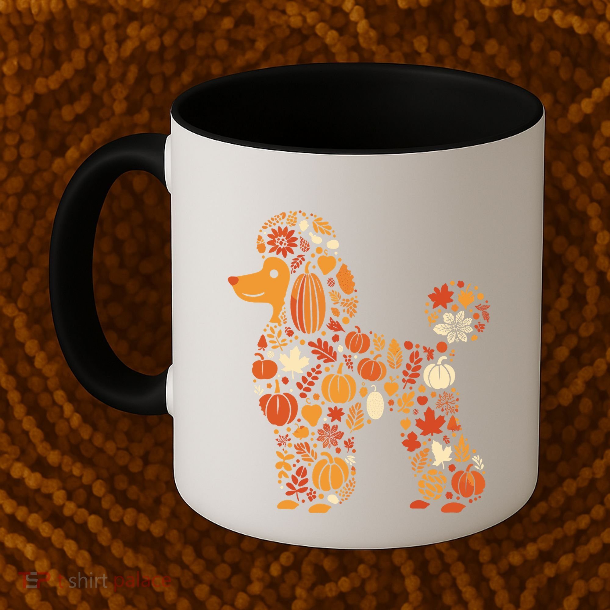Autumn Pumpkin Fall Poodle Thanksgiving Dog Coffee Mug