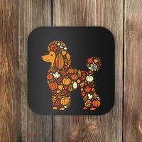 Autumn Pumpkin Fall Poodle Thanksgiving Dog Coaster thumb 0