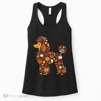Autumn Pumpkin Fall Poodle Thanksgiving Dog Women's Tank Top thumb 0