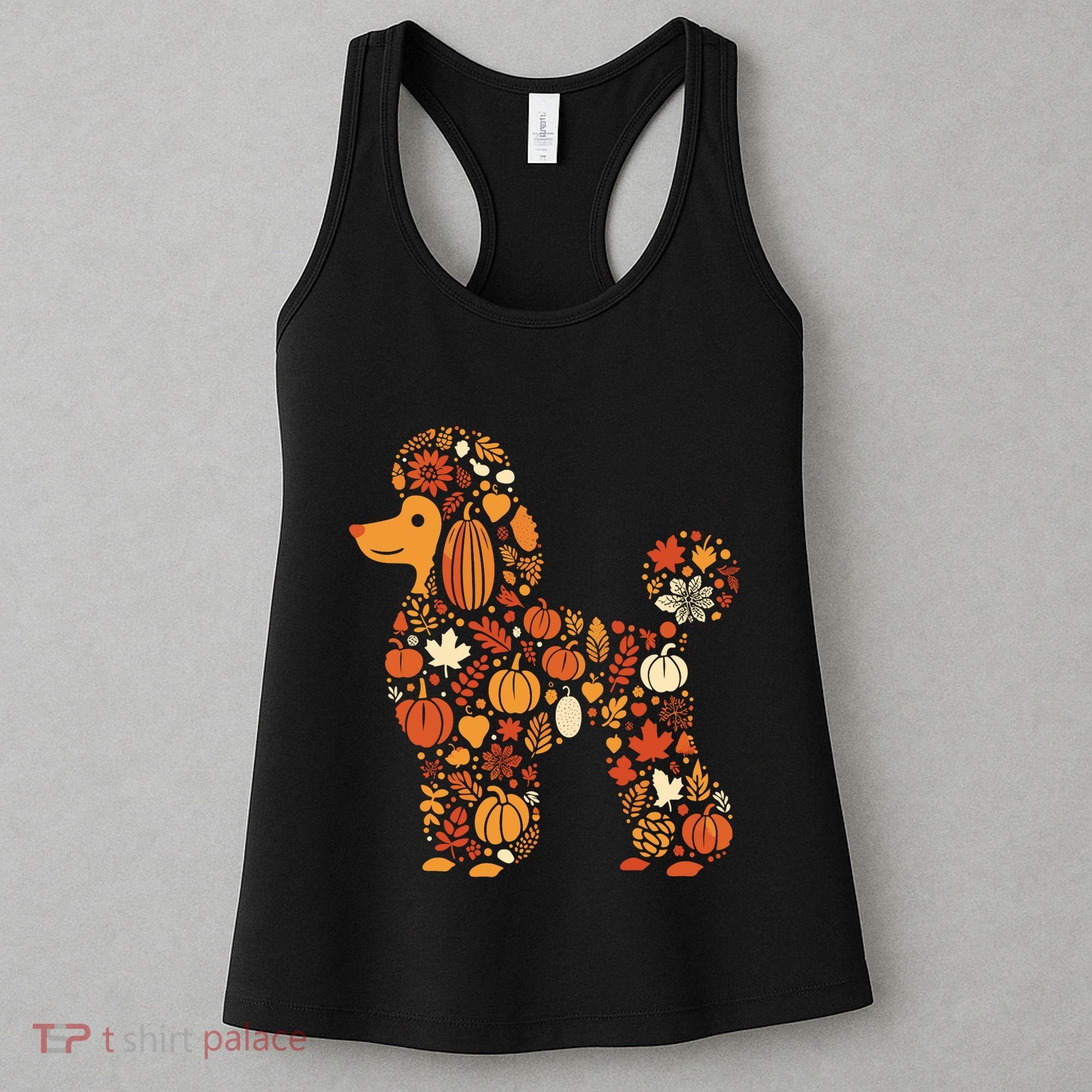 Autumn Pumpkin Fall Poodle Thanksgiving Dog Women's Tank Top