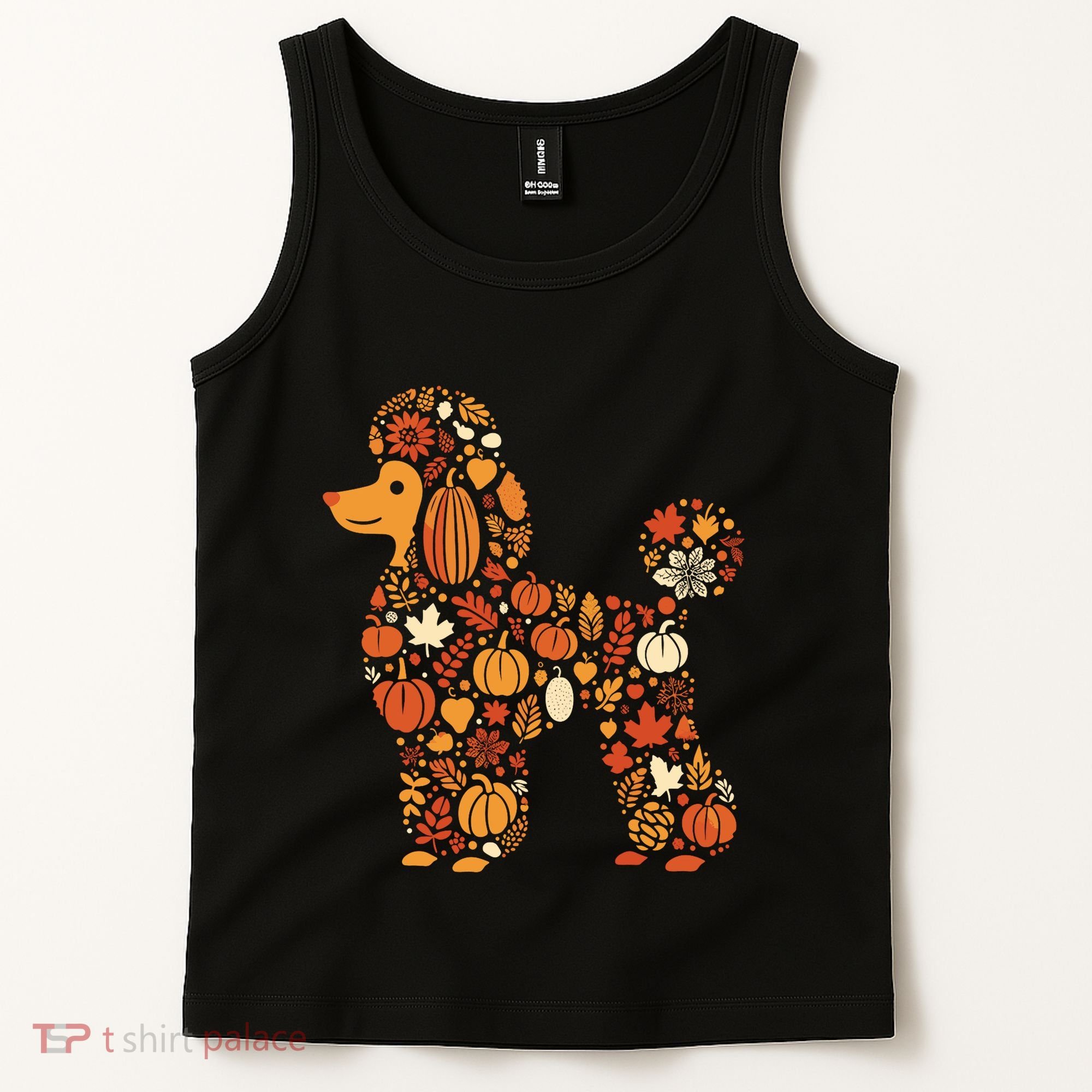 Autumn Pumpkin Fall Poodle Thanksgiving Dog Tank Top