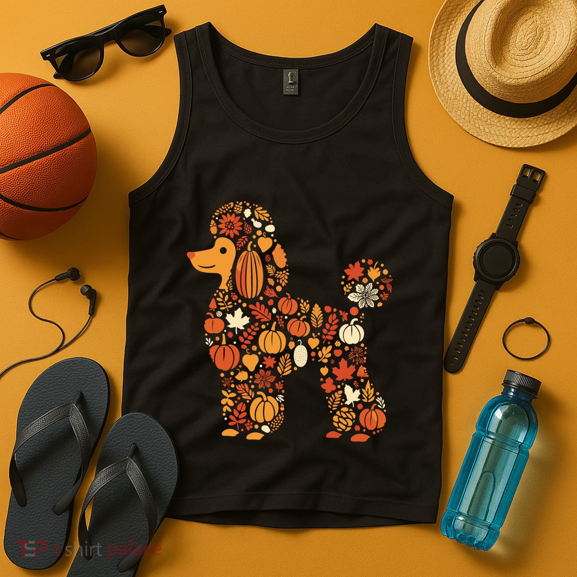 Autumn Pumpkin Fall Poodle Thanksgiving Dog Tank Top
