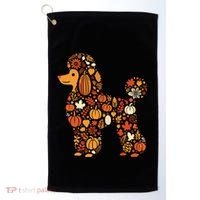 Autumn Pumpkin Fall Poodle Thanksgiving Dog Golf Towel thumb 0