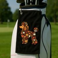 Autumn Pumpkin Fall Poodle Thanksgiving Dog Golf Towel thumb 2