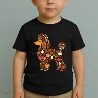 Autumn Pumpkin Fall Poodle Thanksgiving Dog Toddler T-Shirt thumb 2