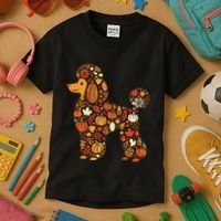 Autumn Pumpkin Fall Poodle Thanksgiving Dog Kids T-Shirt thumb 3