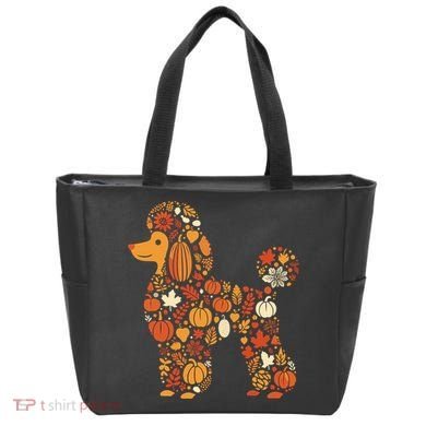 Autumn Pumpkin Fall Poodle Thanksgiving Dog Tote Bag