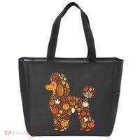 Autumn Pumpkin Fall Poodle Thanksgiving Dog Tote Bag thumb 0
