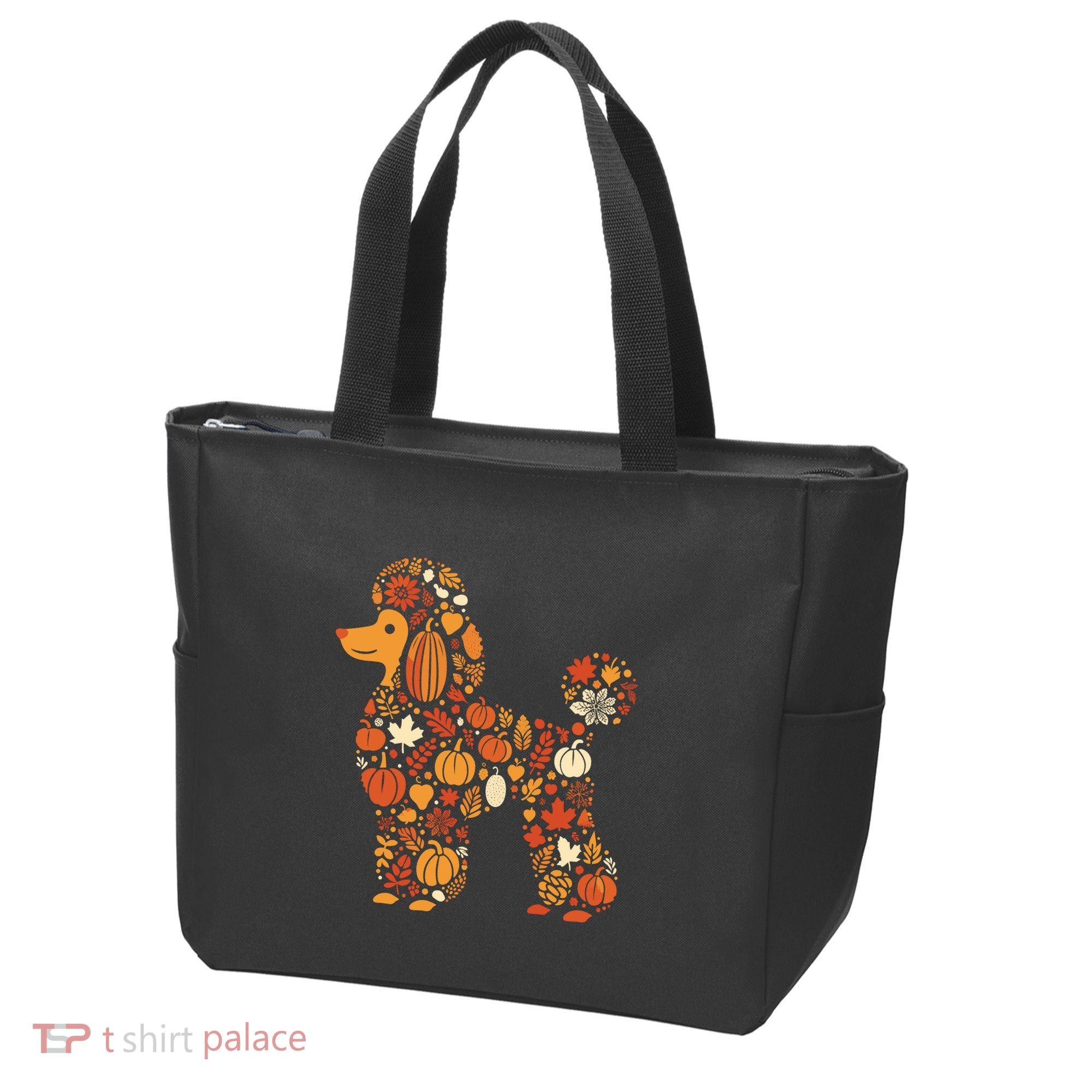 Autumn Pumpkin Fall Poodle Thanksgiving Dog Tote Bag