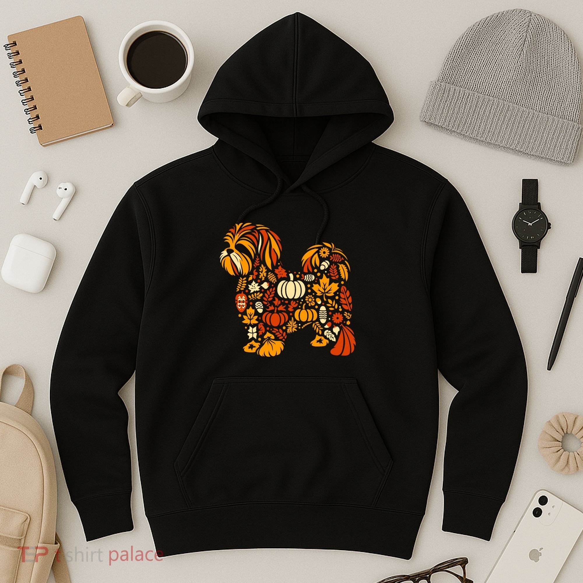 Autumn Pumpkin Fall Shih Tzu Thanksgiving Hoodie