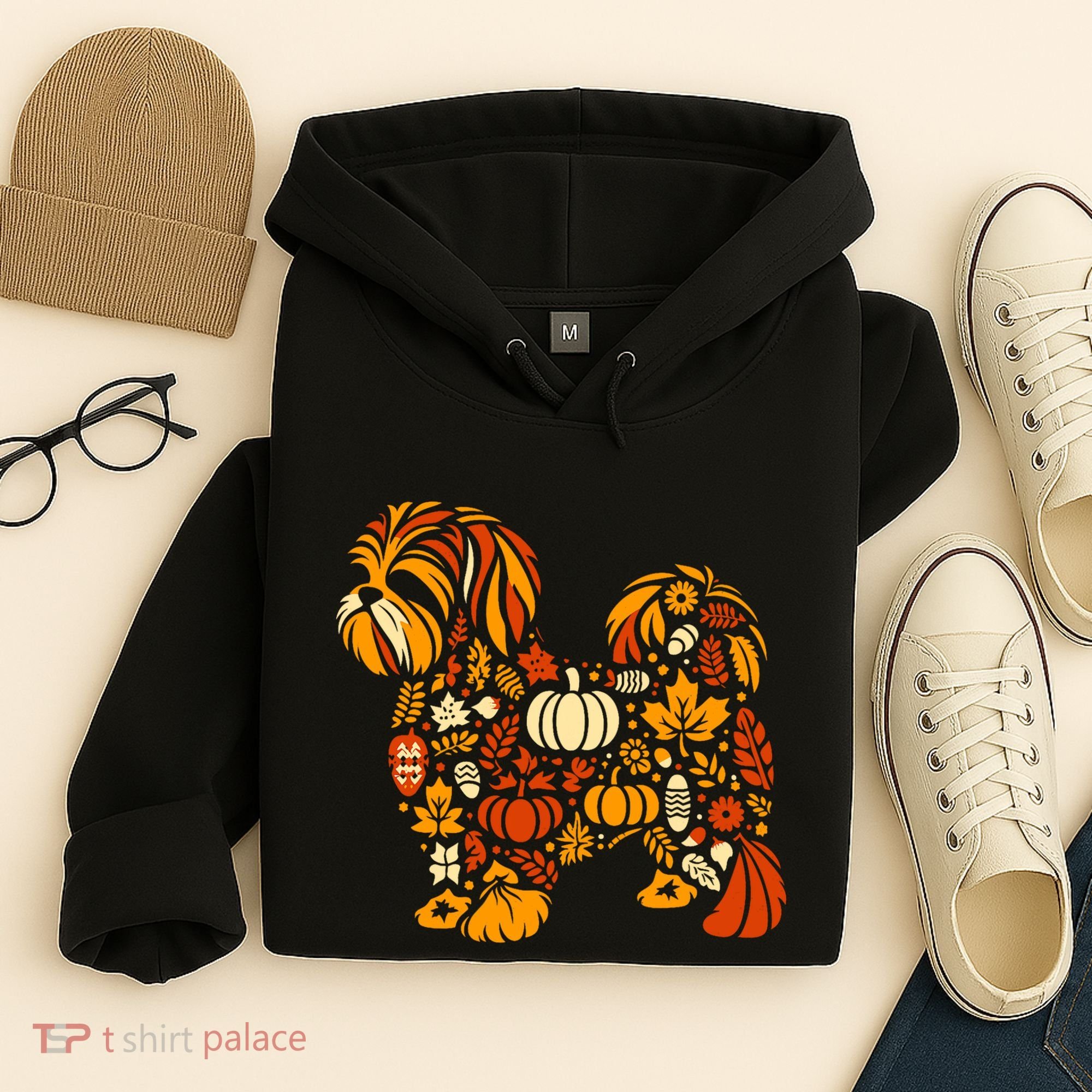 Autumn Pumpkin Fall Shih Tzu Thanksgiving Hoodie