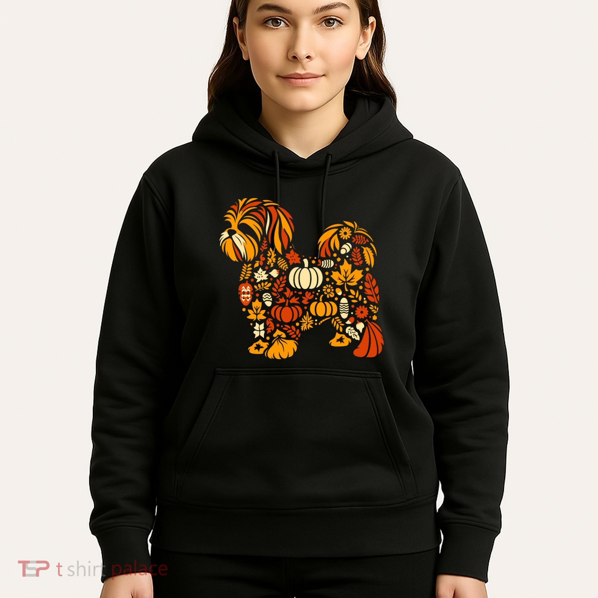 Autumn Pumpkin Fall Shih Tzu Thanksgiving Hoodie