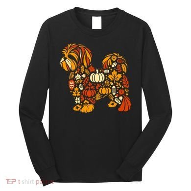 Autumn Pumpkin Fall Shih Tzu Thanksgiving Long Sleeve Shirt