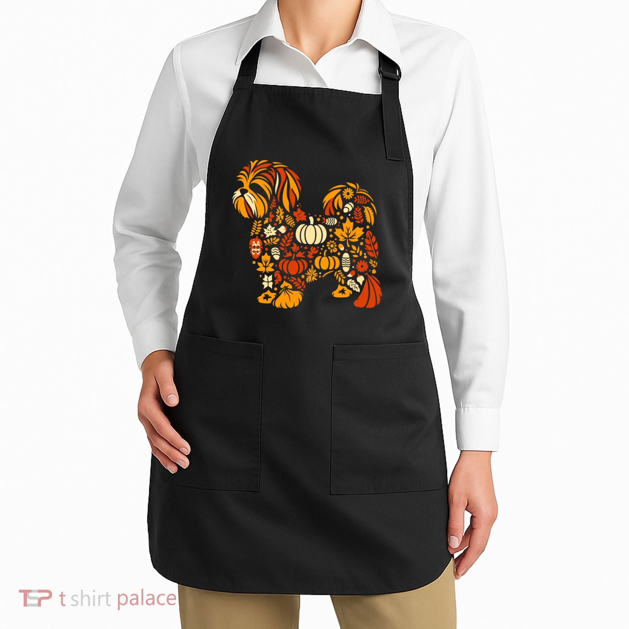 Autumn Pumpkin Fall Shih Tzu Thanksgiving Apron