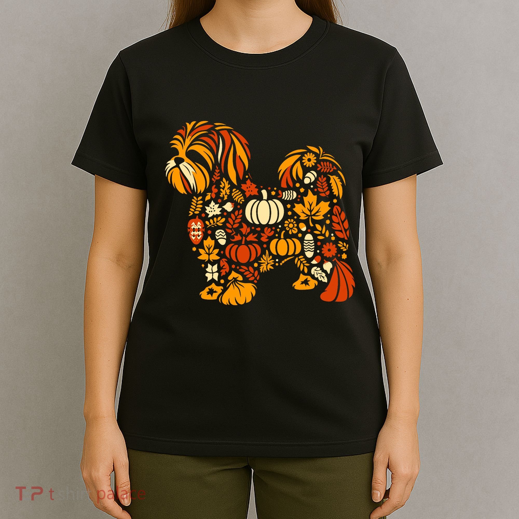 Autumn Pumpkin Fall Shih Tzu Thanksgiving T-Shirt