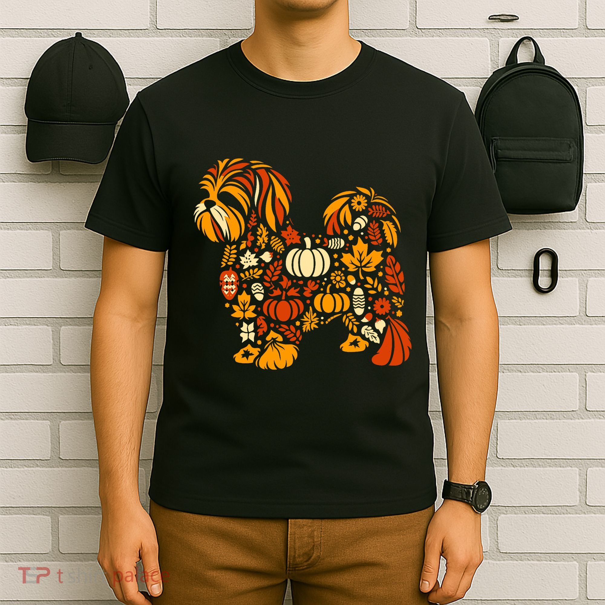 Autumn Pumpkin Fall Shih Tzu Thanksgiving T-Shirt