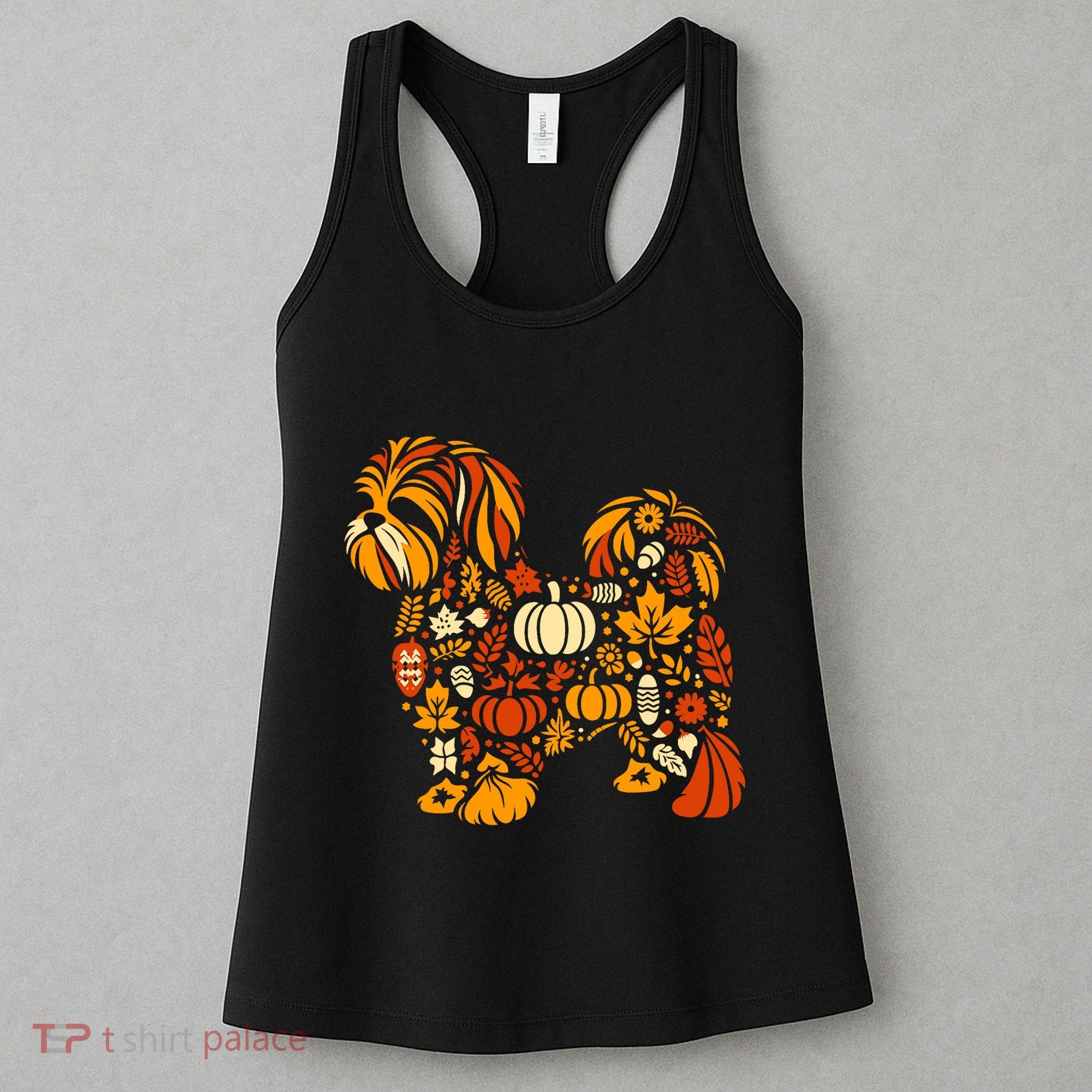 Autumn Pumpkin Fall Shih Tzu Thanksgiving Women's Tank Top