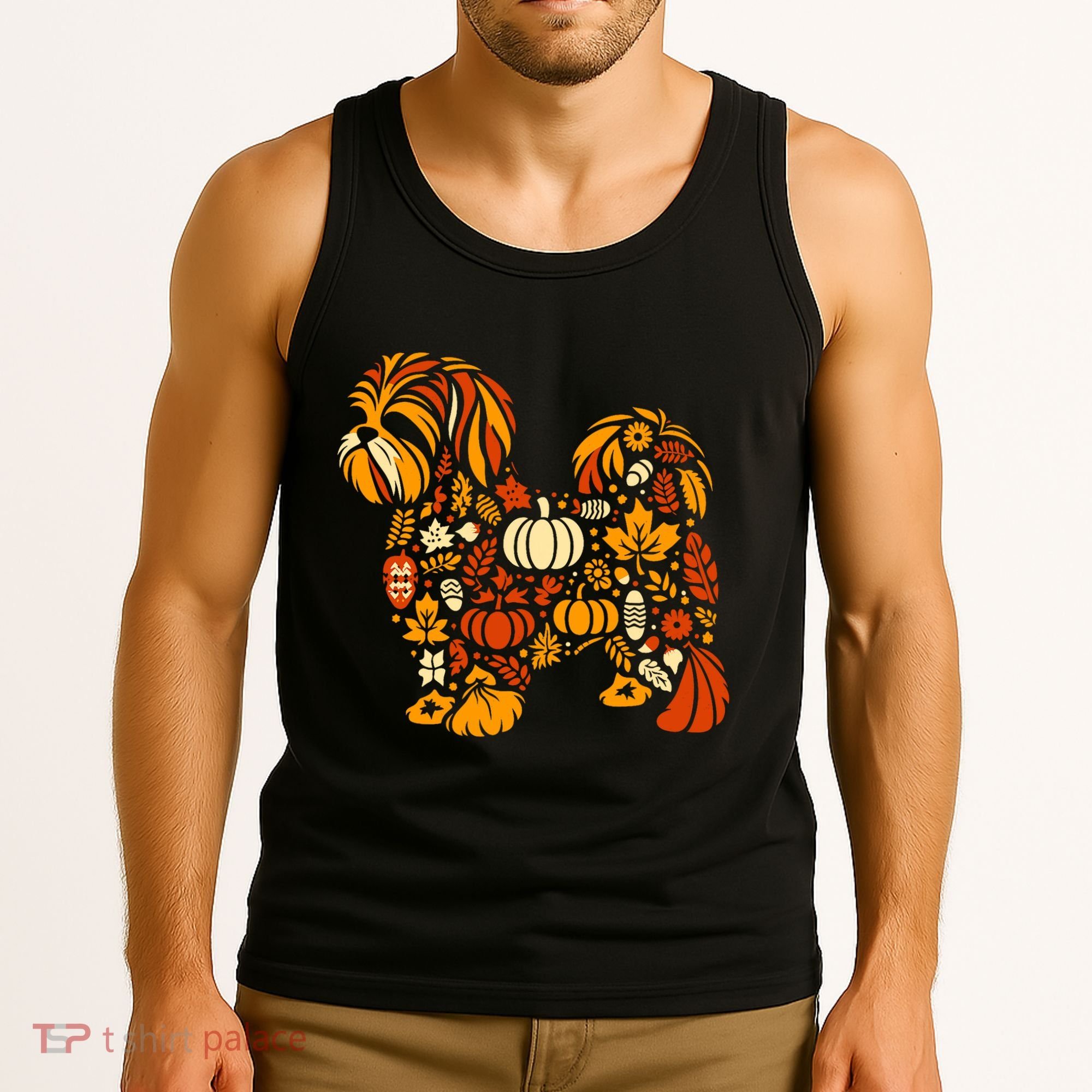 Autumn Pumpkin Fall Shih Tzu Thanksgiving Tank Top