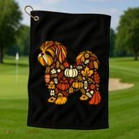 Autumn Pumpkin Fall Shih Tzu Thanksgiving Golf Towel thumb 1