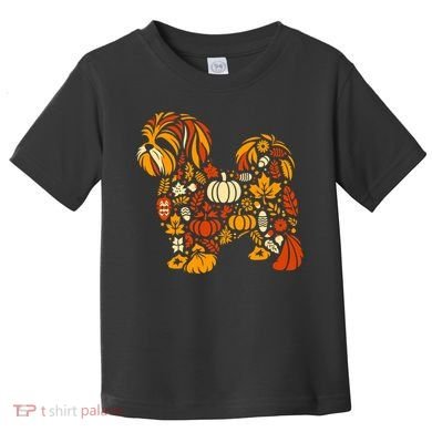 Autumn Pumpkin Fall Shih Tzu Thanksgiving Toddler T-Shirt