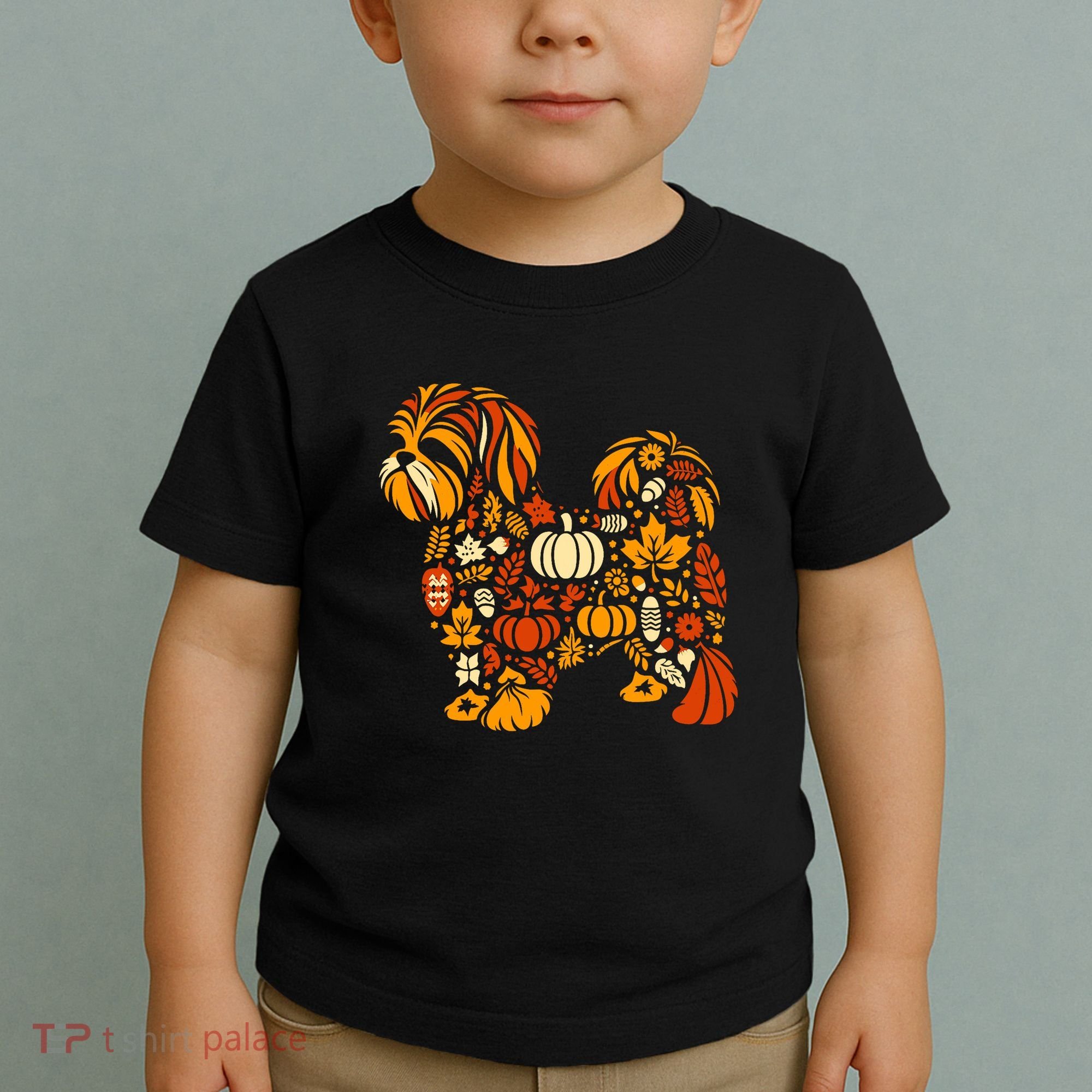 Autumn Pumpkin Fall Shih Tzu Thanksgiving Toddler T-Shirt