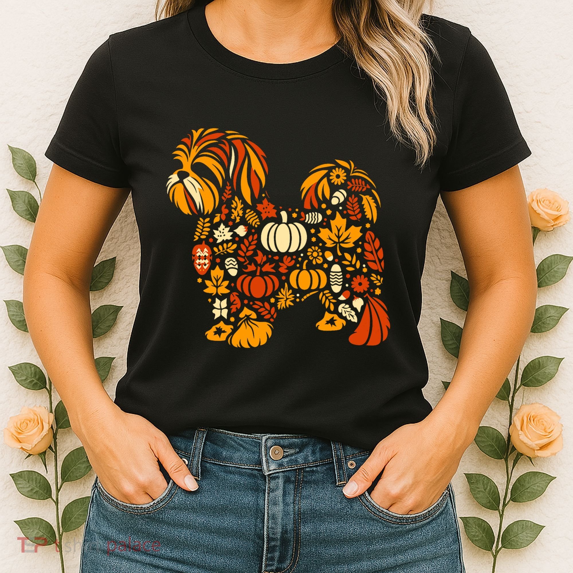 Autumn Pumpkin Fall Shih Tzu Thanksgiving Women's T-Shirt
