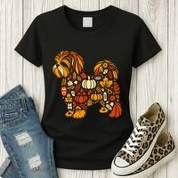 Autumn Pumpkin Fall Shih Tzu Thanksgiving Women's T-Shirt thumb 3
