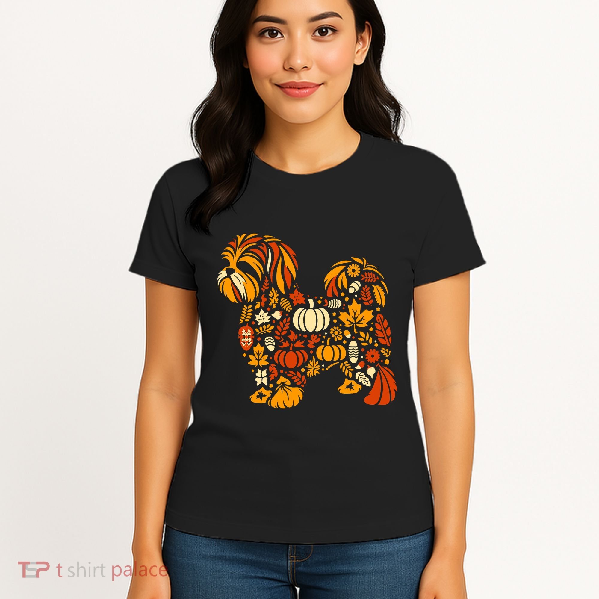 Autumn Pumpkin Fall Shih Tzu Thanksgiving Women's T-Shirt