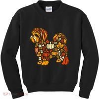 Autumn Pumpkin Fall Shih Tzu Thanksgiving Kids Sweatshirt thumb 0