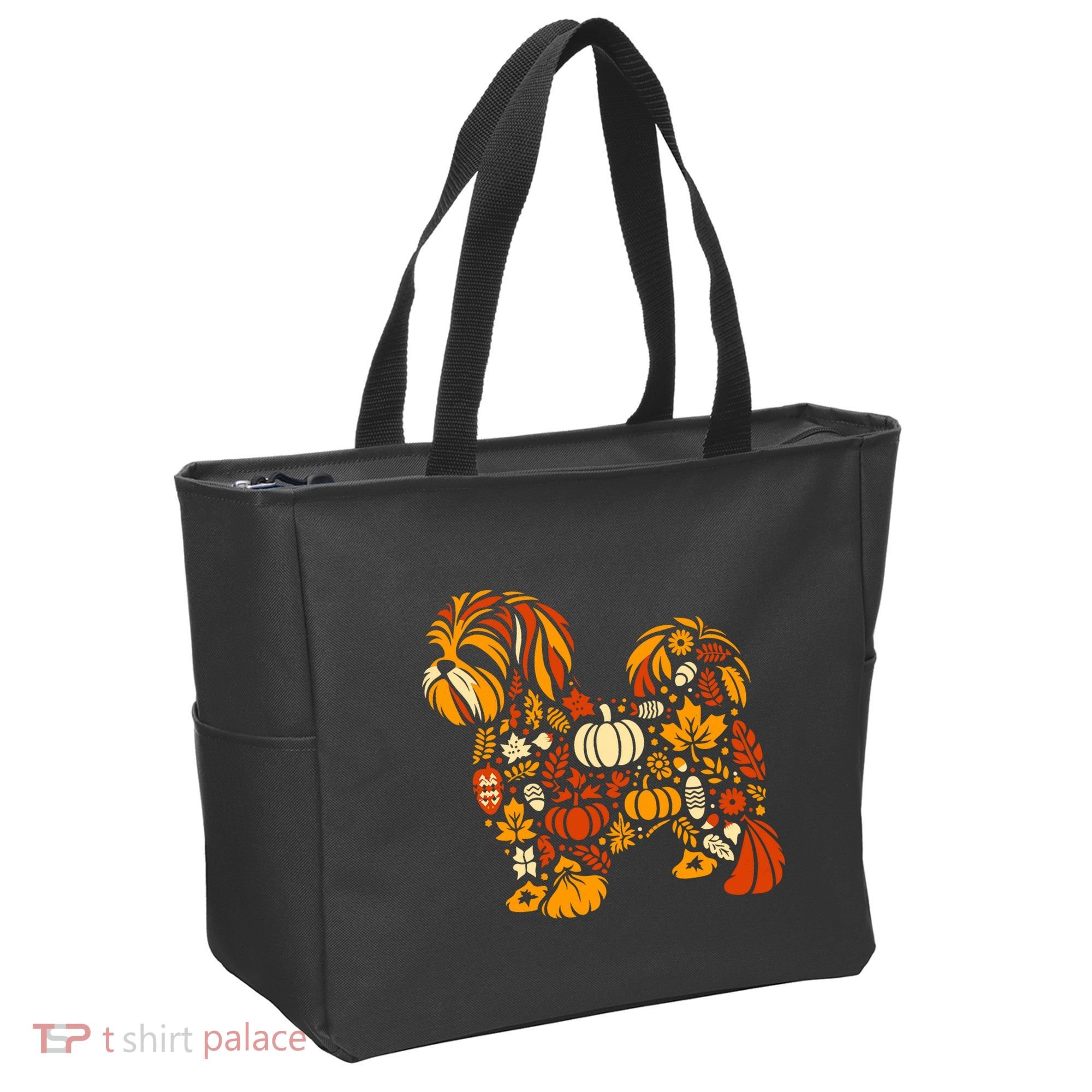 Autumn Pumpkin Fall Shih Tzu Thanksgiving Tote Bag
