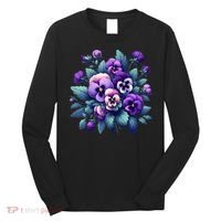 Alzheimer Purple Floral Pansy Dementia AlzheimerS Awareness Long Sleeve Shirt thumb 0