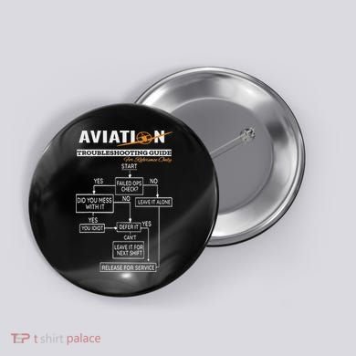 Airplane Pilot Funny Pilot Troubleshooting Guide Button