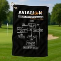 Airplane Pilot Funny Pilot Troubleshooting Guide Golf Towel thumb 1