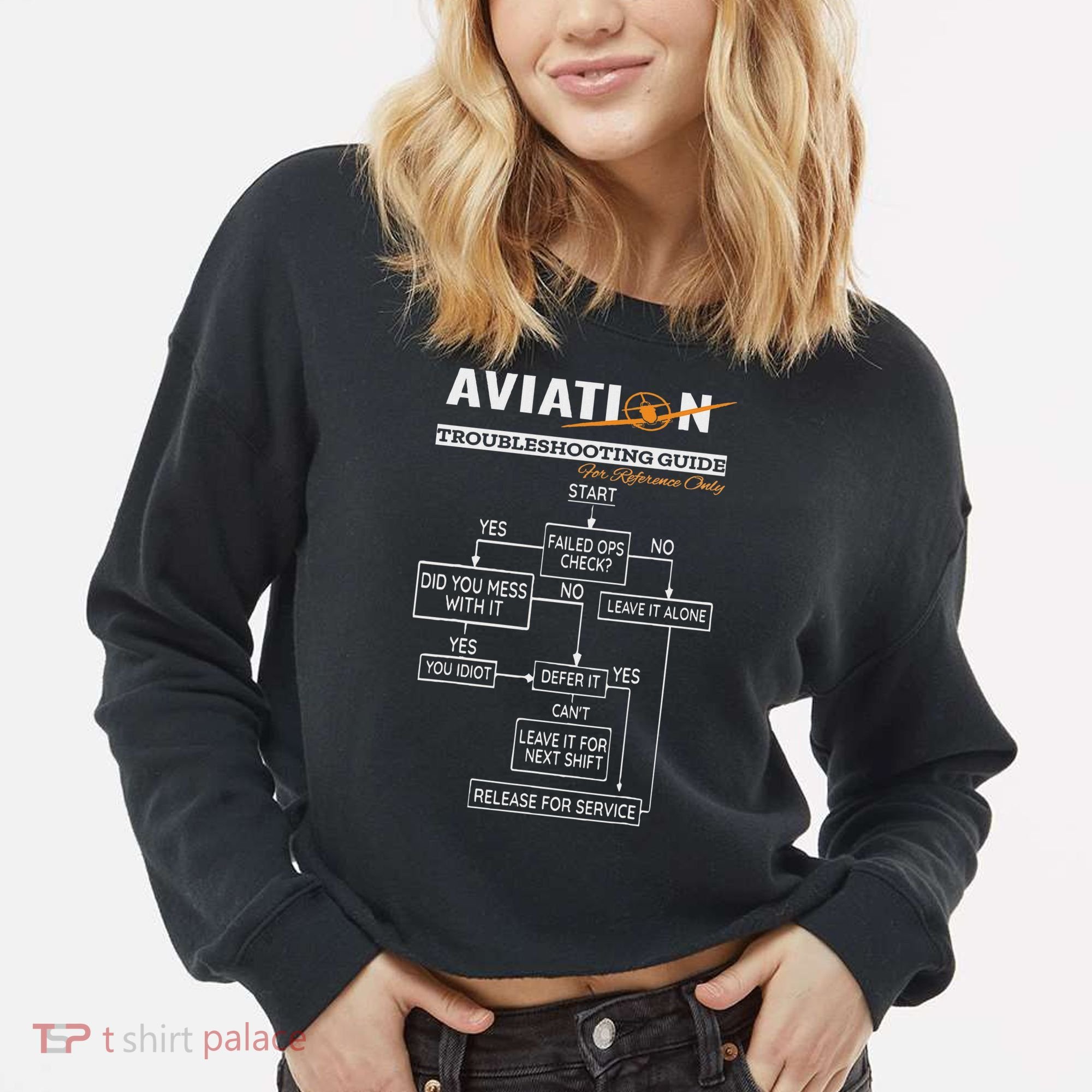 Airplane Pilot Funny Pilot Troubleshooting Guide Cropped Pullover Crew