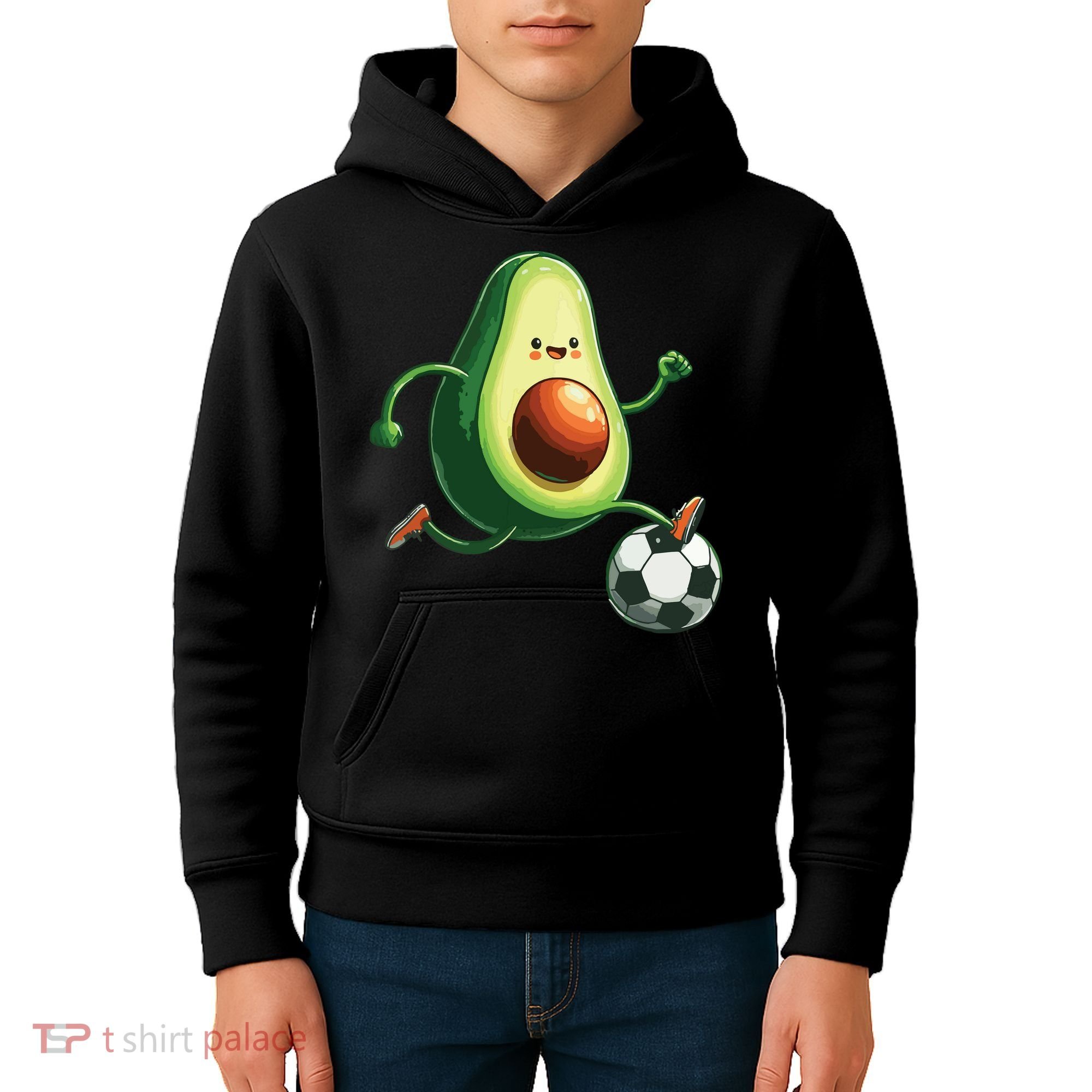 Avocado Playing Football Kids Hoodie