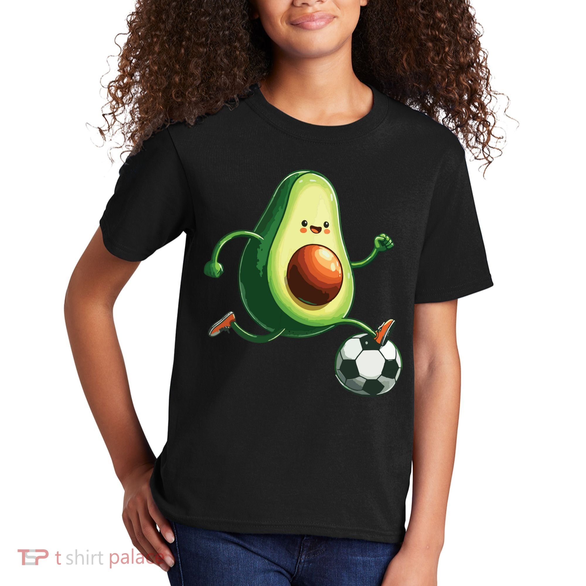 Avocado Playing Football Kids T-Shirt