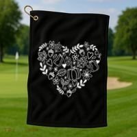 Autumn Pumpkin Fall Lover Heart Gift Golf Towel thumb 1