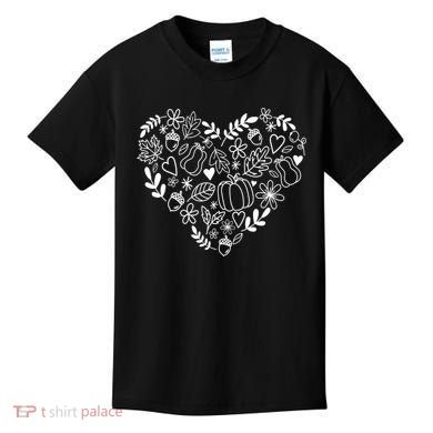 Autumn Pumpkin Fall Lover Heart Gift Kids T-Shirt
