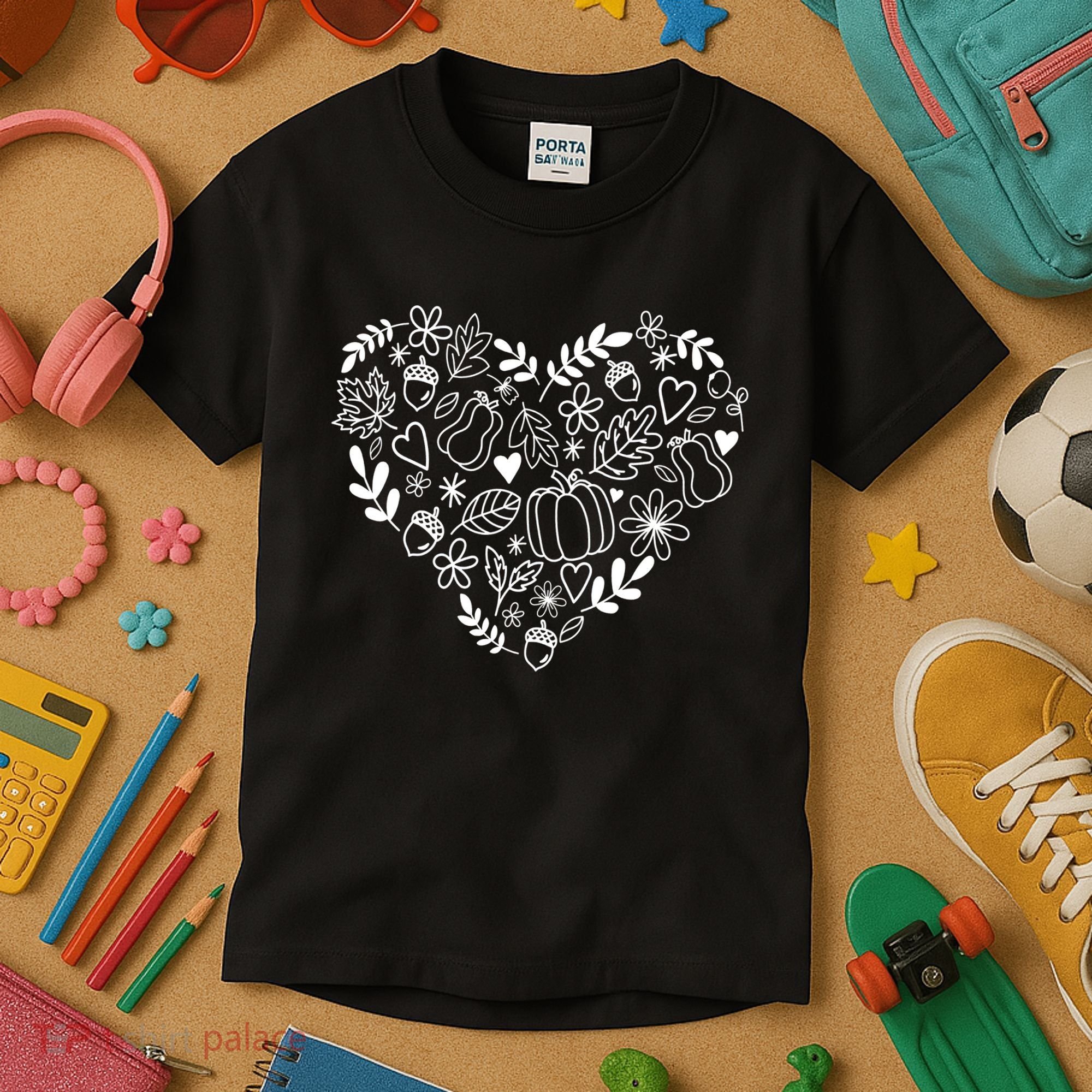 Autumn Pumpkin Fall Lover Heart Gift Kids T-Shirt